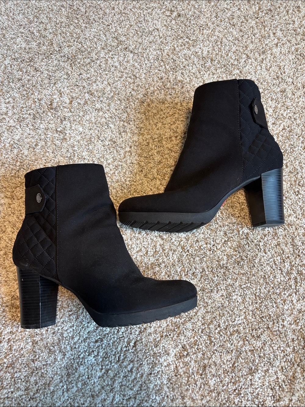 Anne Klein Black Quilted Heel Ankle Booties